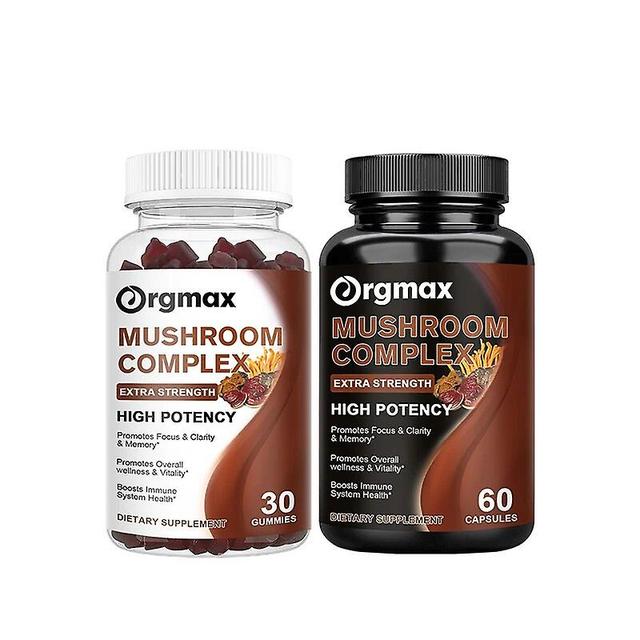 Vegan Mushroom Gummies & Capsules for Focus & Memory Clarity Energy Support Immunity with Reishi Cordyceps, Chaga,Lion ManeTIB TIB . 30 60 on Productcaster.