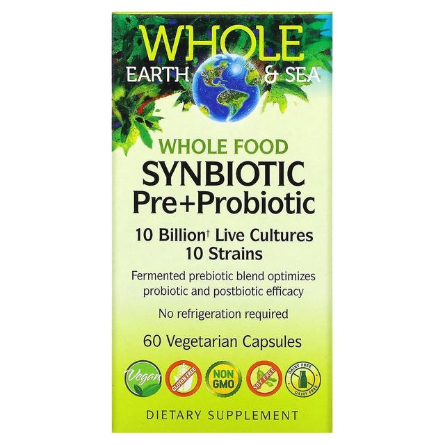 Natural Factors Naturliga faktorer, Hela jorden och havet, Hel mat Synbiotic Pre+probiotiska, 10 miljarder, 60 vegetariska ca on Productcaster.