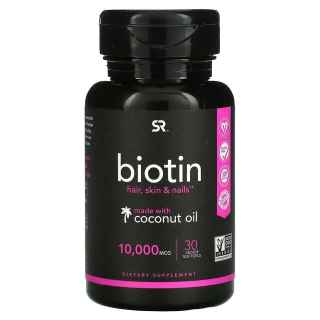 Sports Research Pesquisa Esportiva, Biotina com Óleo de Coco, 10.000 mcg, 30 Veggie Softgels on Productcaster.