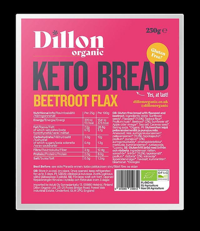 Dillon organic keto bread beetroot flax 250g on Productcaster.