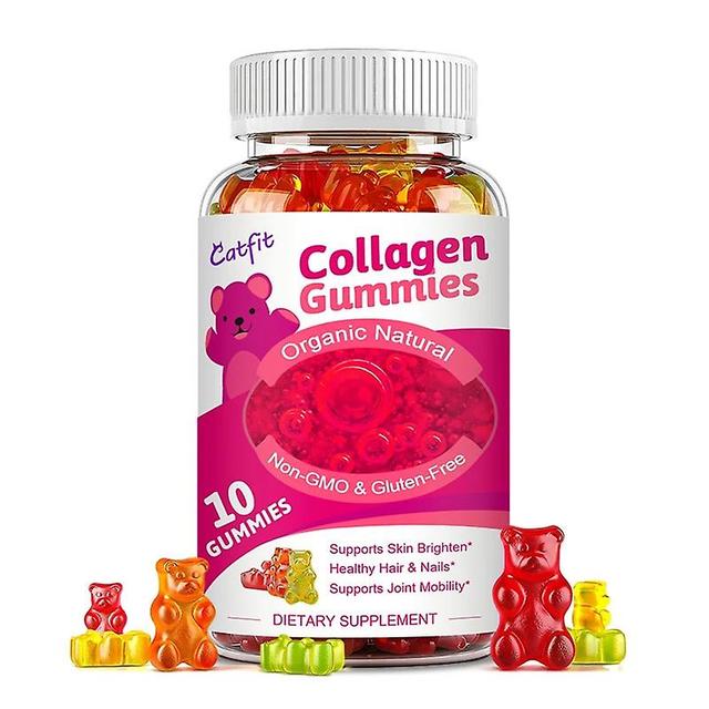 Catfit Organic Collagen Protein Gummies Tillägg Anti-aging Uppstramande Hud Fyllig Blekning Ansiktshud Hyalyron Acid Supplementhuamade Huamade 10PCS on Productcaster.