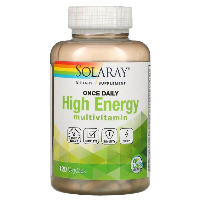 Solaray, en gång dagligen, hög energi multivitamin, tidsinställd frisättning, 120 VegCaps on Productcaster.