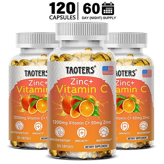 Vorallme Tautes zink + C-vitamin 1200mg, zink 50mg kapslar stödja immunhälsa, antioxidant, blekning, ljusare och antirynka 120 count-3 bottle on Productcaster.