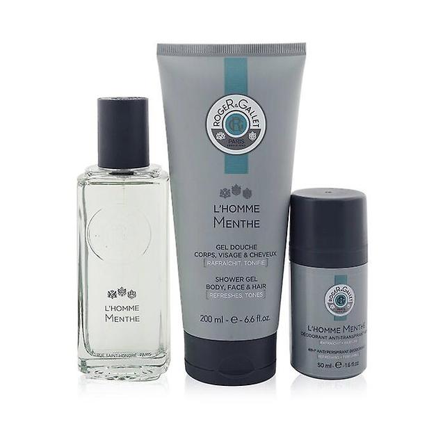 Roger & Gallet L'homme menthe kiste: eau de toilette spray 100ml/3.3oz + anti-perspirant deodorant 50ml/1.6oz+dusjgel 200ml/6.6oz - on Productcaster.