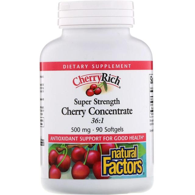 Natural Factors Fatores Naturais, CherryRich, Super Strength Cherry Concentrate, 500 mgs, 90 Softg on Productcaster.