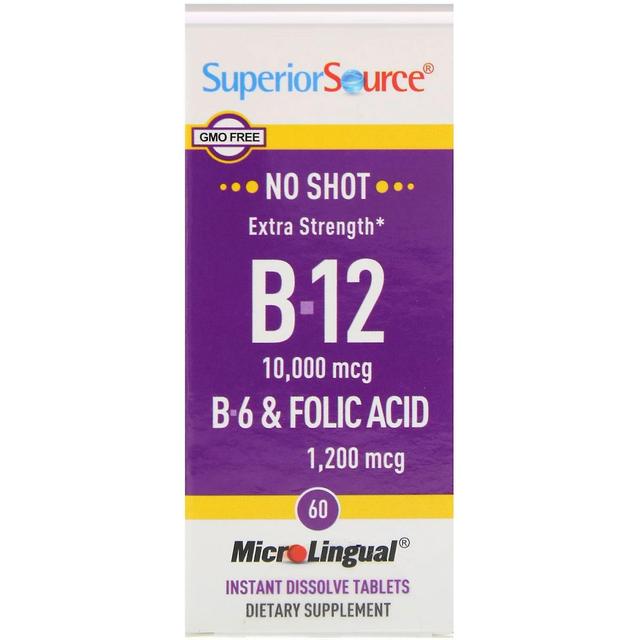 Superior Source, Extra Strength B-12, B-6 & Folic Acid, 10,000 mcg / 1,200 mcg, on Productcaster.