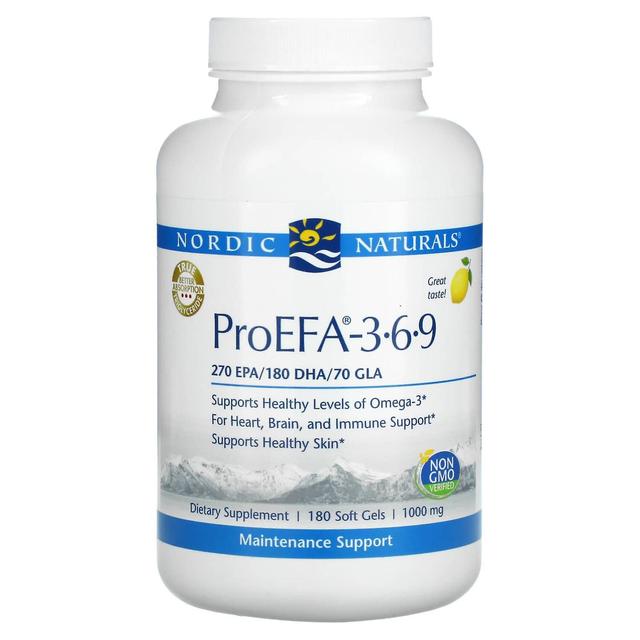 Nordic Naturals, ProEFA - 3-6-9, Sitruuna, 1 000 mg, 180 pehmeää geeliä on Productcaster.