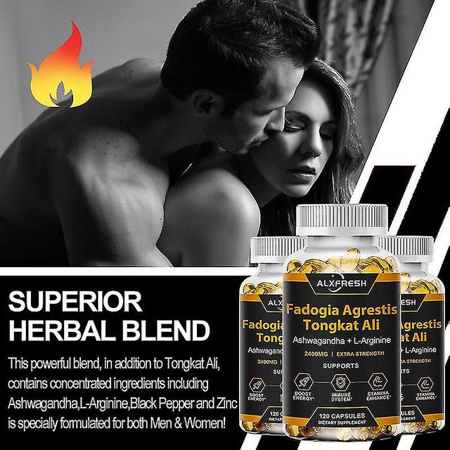 Hu Fadogia Agrestis & Tongkat Ali Capsule Boosts Testosterone Levels Supports Stamina & Energy Extra Strength Men's Health Hu 5 Bottles 120PCS on Productcaster.