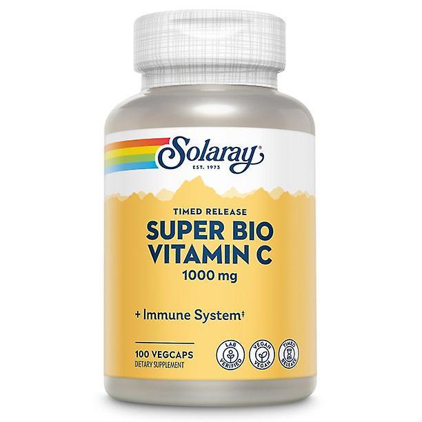 Solaray super bio buforowana witamina c 1000 mg z bioflawonoidami, wsparcie immunologiczne o uwalnianiu czasowym, 50 porcji, 100 wegcapów on Productcaster.