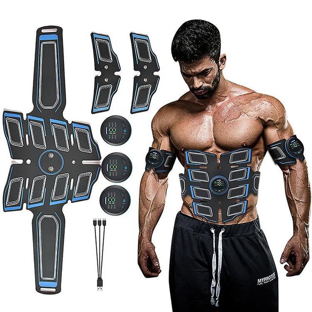 Ejercicio muscular estimulador de abdominales, máquina inteligente de fitness ems para hombres-hs Azul on Productcaster.