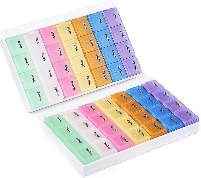 Pillboxes 7 Days 28 Compartments, Iave 2 Pcs Pill Organisers, Iave Bpa Free Pill on Productcaster.