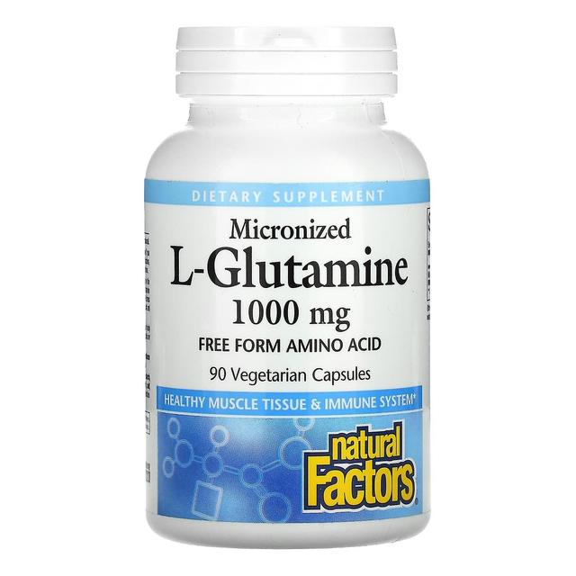 Natural Factors, Micronized L-Glutamine, 1,000 mg, 90 Vegetarian Capsules on Productcaster.