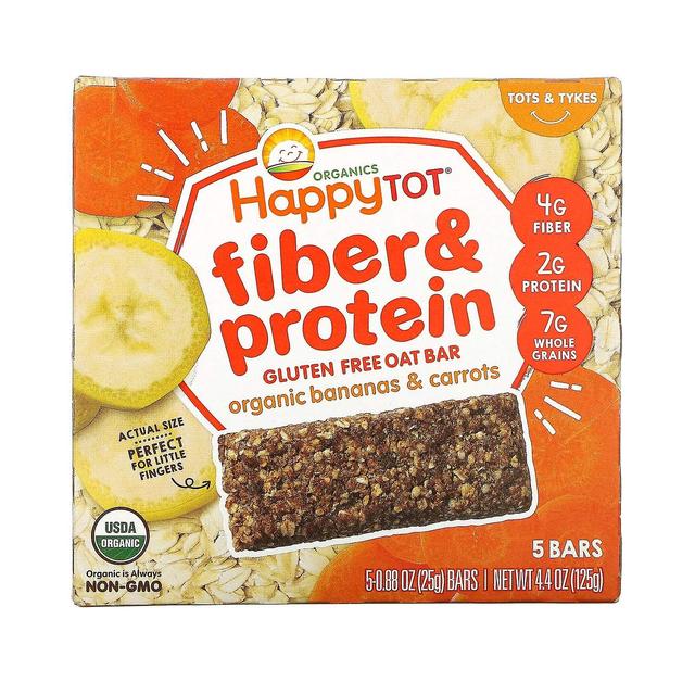 Happy Family Organics, HappyTot, Fiber & Protein Gluten Free Oat Bar, Organic Bananas & Carrots, 5 B on Productcaster.