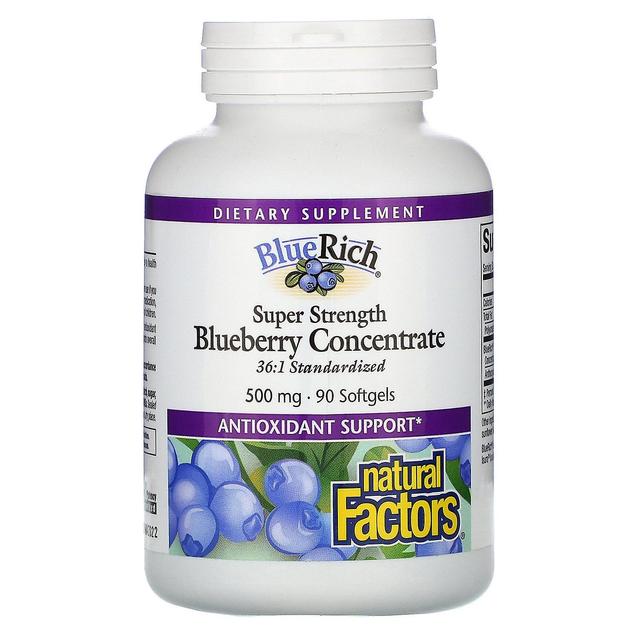 Natural Factors, BlueRich, Super Strength, Blueberry Concentrate, 500 mg, 90 Sof on Productcaster.