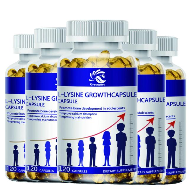 Visgaler L-Lysine Growth Capsule Step Up for Children Youth Healthy Growth Development Nutritional Needs 5 Bottle 120 pills on Productcaster.