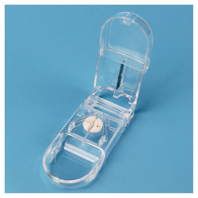 unbrand Pill Cutter Splitter Divide Storage Case Safely Cut Pills And Vitamins Dividing Device Not Suitable For Tiny Pills Transparent on Productcaster.