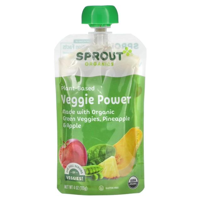 Sprout Organics, Baby Food, Veggie Power, 12 Months & Up, Green Veggies, Pineapple & Apple, 4 oz (11 on Productcaster.