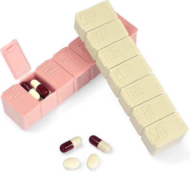 Breey Piller Organizer-pillerlådor för resor, 7 dagar med punktskriftspillerfodral vitaminer fiskoljetillskott, medicinarrangör dispenser för fisko... on Productcaster.