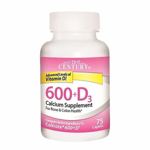 21st Century Calcium 600 + Vitamin D 3, 75 Caplets (Pack of 3) on Productcaster.