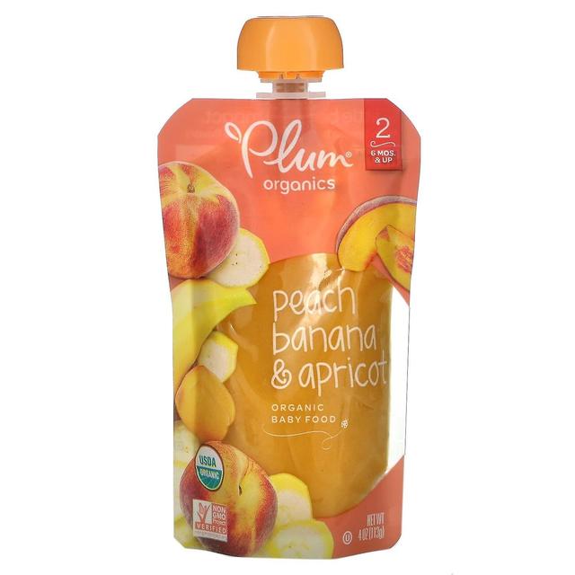 Plum Organics, Organic Baby Food, 6 Mos & Up, Peach, Banana & Apricot, 4 oz (113 g) on Productcaster.