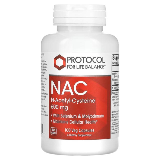 Protocol for Life Balance Protocolo para o Equilíbrio da Vida, NAC, 600 mg, 100 Veg Cápsulas on Productcaster.