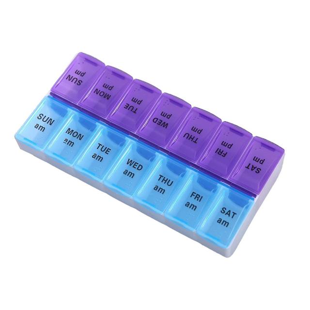 Large 7-Day Weekly Tablet Organizer - AM/PM Box for Tablets, Vitamins, Supplements, and Medications Blue on Productcaster.