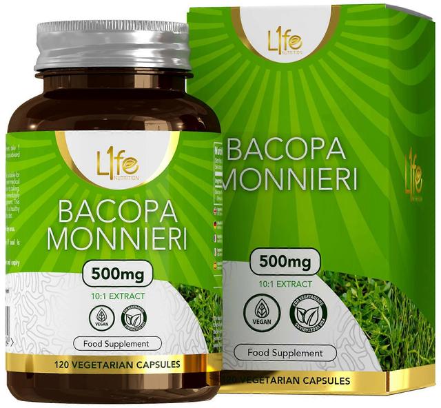 L1fe Nutrition Bacopa Monnieri (500mg) 3 Bottles (360 Capsules) on Productcaster.