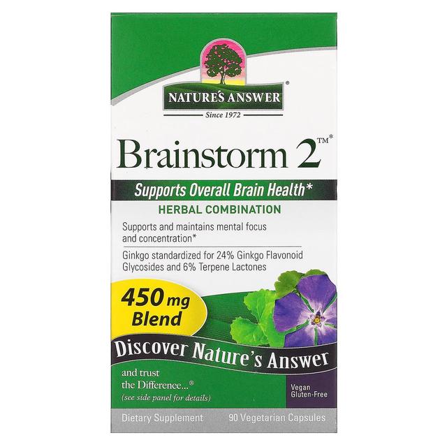 Nature's Answer, Brainstorm 2, Combinaison à base de plantes, 450 mg, 90 gélules végétales on Productcaster.