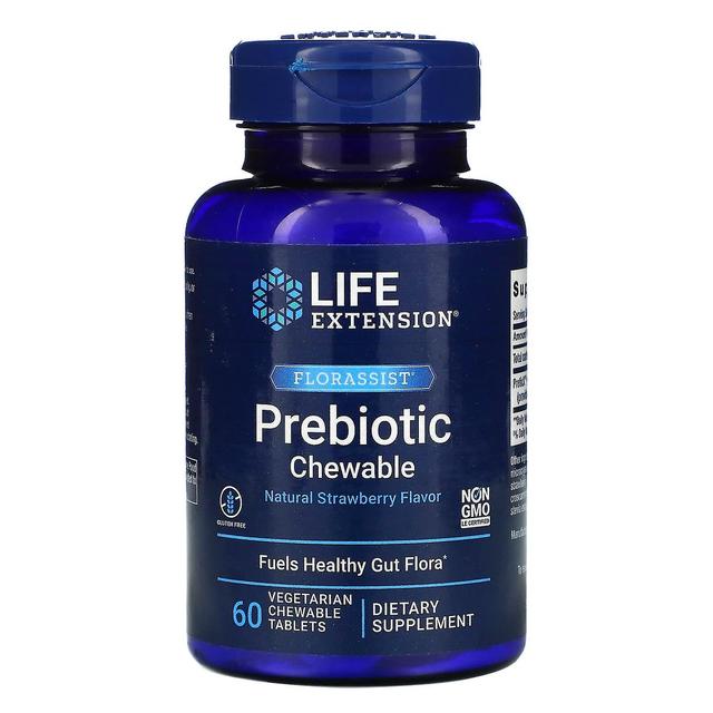 Life Extension, FLORASSIST Prebiotic Chewable, Natural Strawberry Flavor, 60 Chewable Tablets on Productcaster.