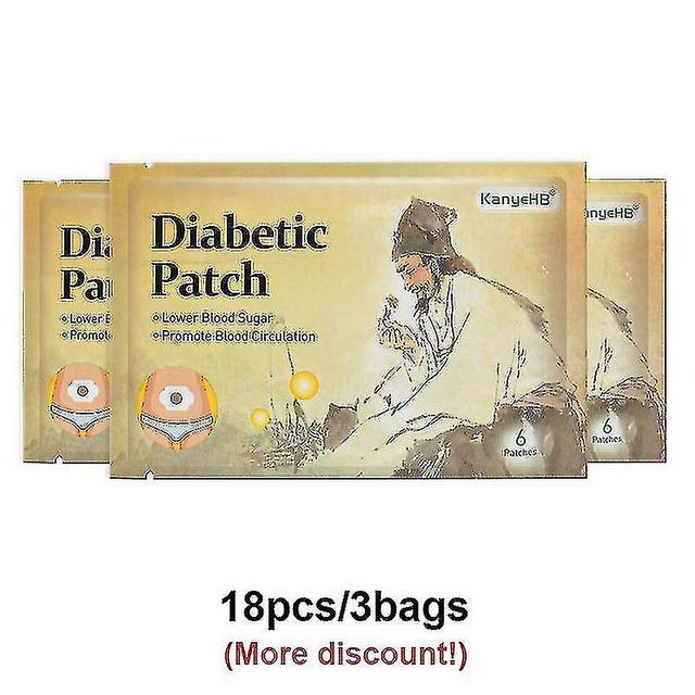 18pcs/3bags Diabetic Patch Natural Herbal Cure Lower Blood Glucose Treatment Sugar Balance Burning Fat Medical Diabetes Plaster 18pcs per 3bags on Productcaster.