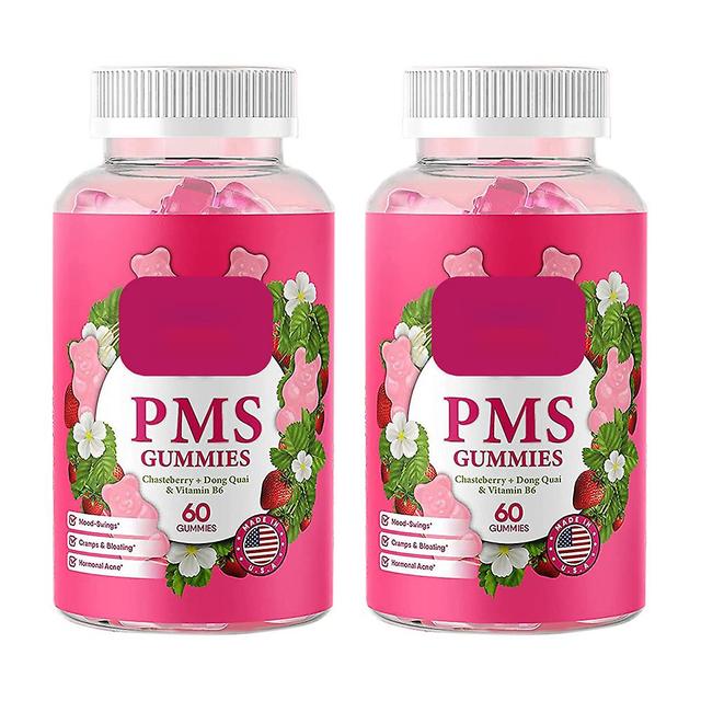 Pms Gummies 2 Pack - Pms Vitamiinit naisille ja teini-ikäisille - Pms Relief - Krampit, turvotus, mielialan vaihtelut (mansikka, 60 tablettia) on Productcaster.