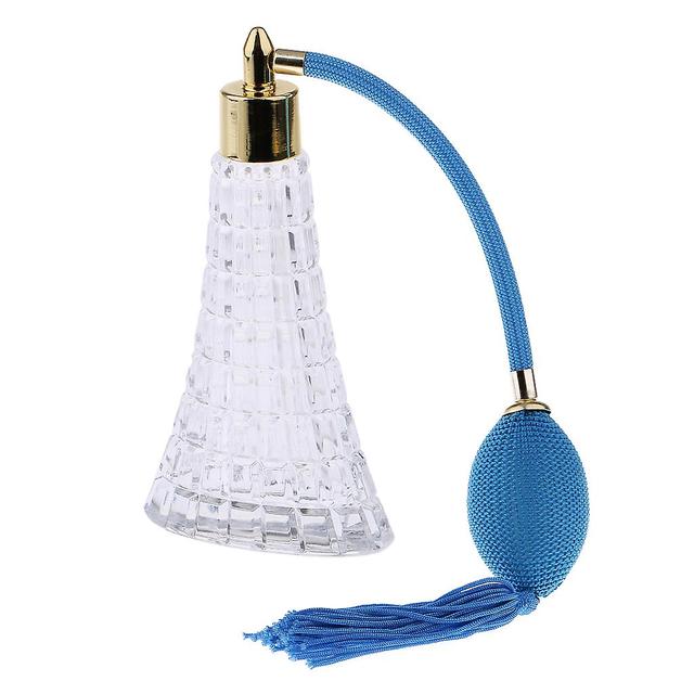 Crystal Empty Refillable Perfume Bottle With Long Atomizer Spray 100ml Blue 15X8CM on Productcaster.