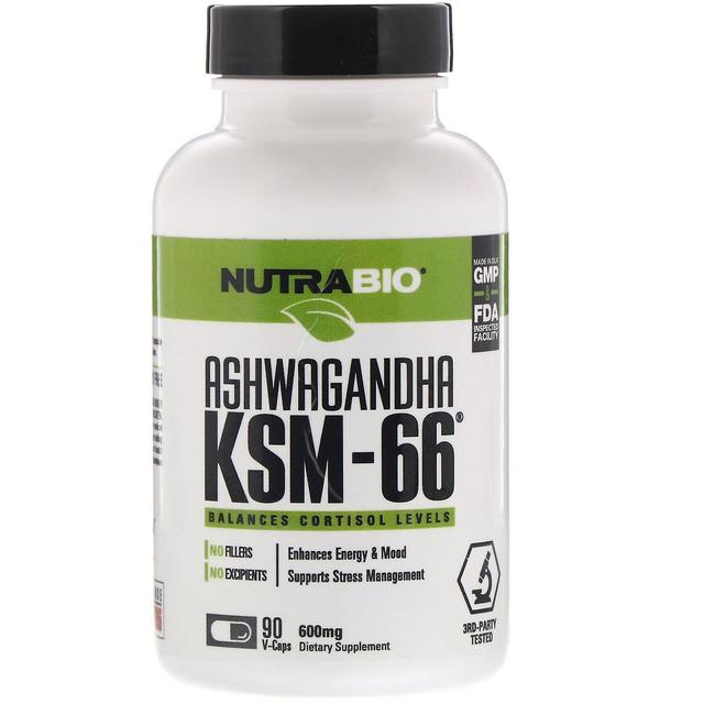 NutraBio Labs, Ashwagandha KSM-66, 600 mg, 90 V-kapselia on Productcaster.