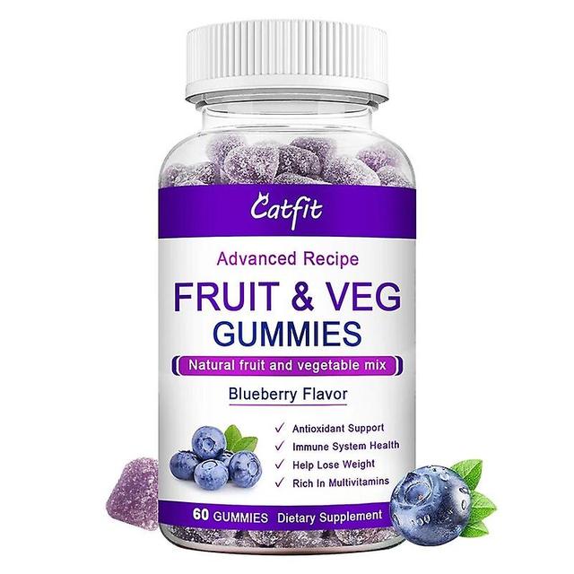 Visgaler Organic Blueberry Flavor Compound Fruit&vegetable Gummies Dietary Fiber Gastrointestinal Nursing Help Digestion Item 10PCS on Productcaster.