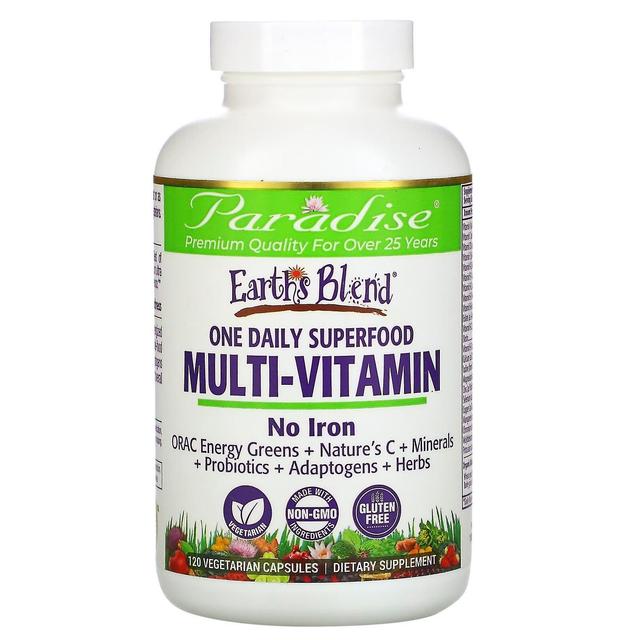 Paradise Herbs, Earth's Blend, One Daily Superfood Multi-Vitamin, No Iron, 120 Vegetarian Capsules on Productcaster.