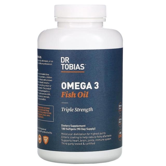 Dr. Tobias, omega-3-kalaöljy, kolminkertainen vahvuus, 180 pehmeää geeliä on Productcaster.