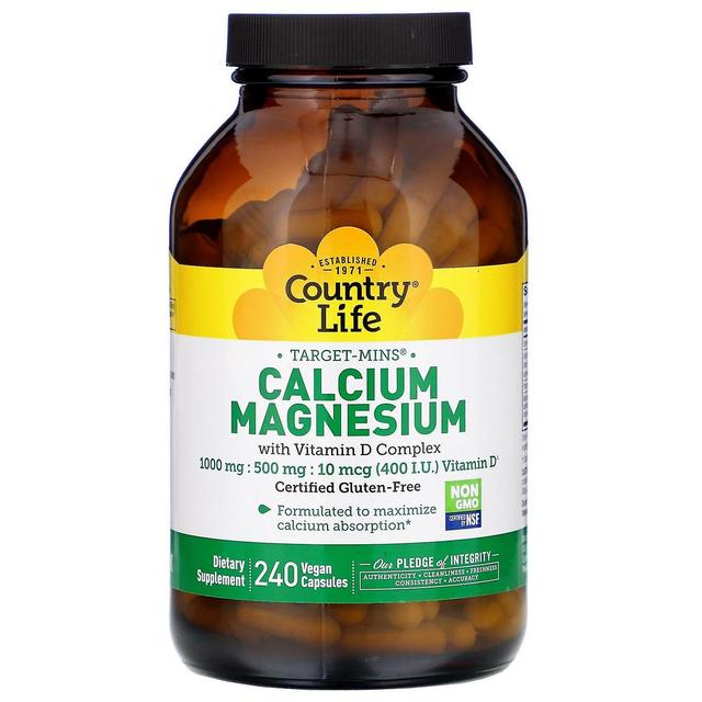 Country Life, Target-Mins Calcium Magnesium with Vitamin D Complex, 240 Vegan Capsules on Productcaster.