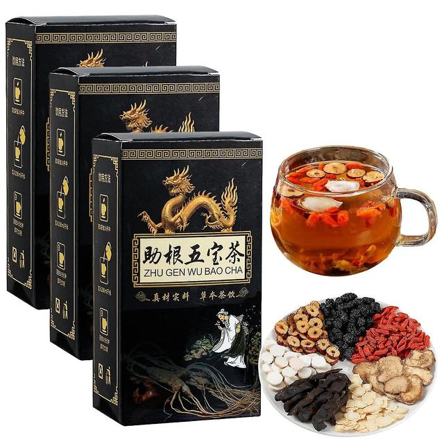 Thé aux reins des cinq trésors au ginseng, Zhu Gen Wu Bao Cha, Thé Wubao - Thé chinois pour les reins, Hommes 10 sac ou 1 boîte on Productcaster.