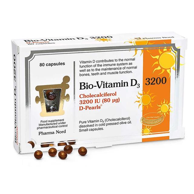 Pharma Nord Bio-D3-vitamiini 3200IU (80mcg) - 80 kapselia on Productcaster.