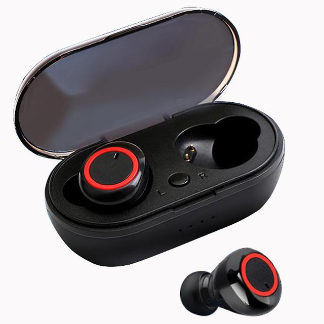 Wireless Earphone With Colorful Circle Portable Noise Reduction Earphone For Fitness Jogging Black and Red on Productcaster.