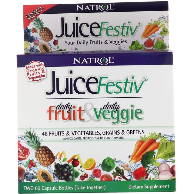 Natrol, JuiceFestiv, 2 Bottles, 60 Capsules Each on Productcaster.