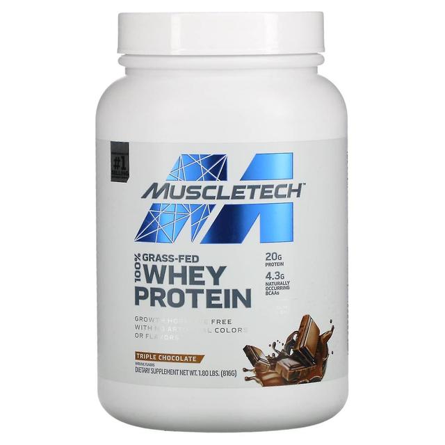 MuscleTech, 100% Grass-Fed Whey Protein, Triple Chocolate, 1.8 lbs (816 g) on Productcaster.