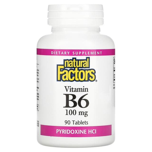 Natural Factors Fatores Naturais, Vitamina B6, Piridoxina HCl, 100 mg, 90 Comprimidos on Productcaster.