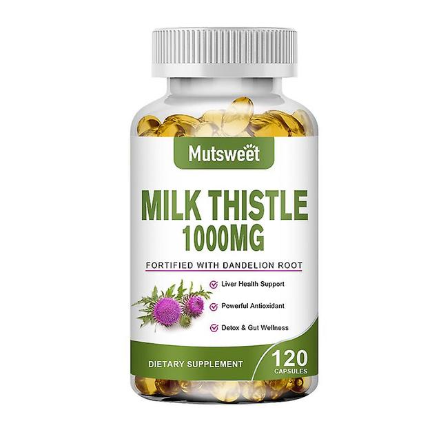 Tib Mutsweet Milk Thistle Extract 1000mg Silymarin Marianum Dandelion Root Liver Health Supplements Antioxidant Supportment Detox 120 capsules on Productcaster.