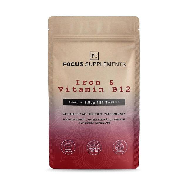 Focus Supplements IJzer & Vitamine B12 (14mg + 2,5μg) 1 Pouch (240 Tablets) on Productcaster.