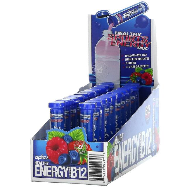 Zipfizz, sund sportsenergiblanding med vitamin B12, blåbær hindbær, 20 rør, 0,39 oz (11 g) E on Productcaster.