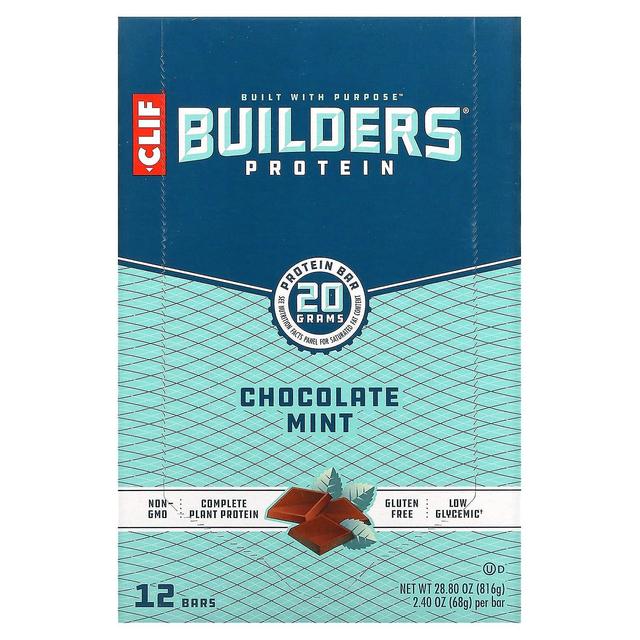 Clif Bar, Builder's Protein Bar, Chokladmynta, 12 barer, 2.40 oz (68 g) vardera on Productcaster.