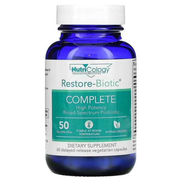 NutriCology Nutricologie, Restore-Biotic Complete, 50 miljard, 60 vegetarische capsules met vertraagde afgifte on Productcaster.