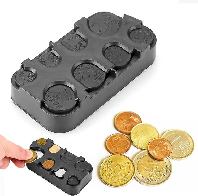 Dewenwils Dww-etui Pices En Euros(noir),valisette Numismatique,pices De Monnaie Porte-conteneur,pour Voiture,taxi,8 Compartiments De 2 Euros 1 Cent on Productcaster.