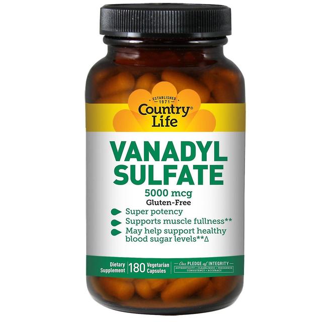 Country Life, Vanadyl Sulfate, 5,000 mcg, 180 Vegetarian Capsules on Productcaster.